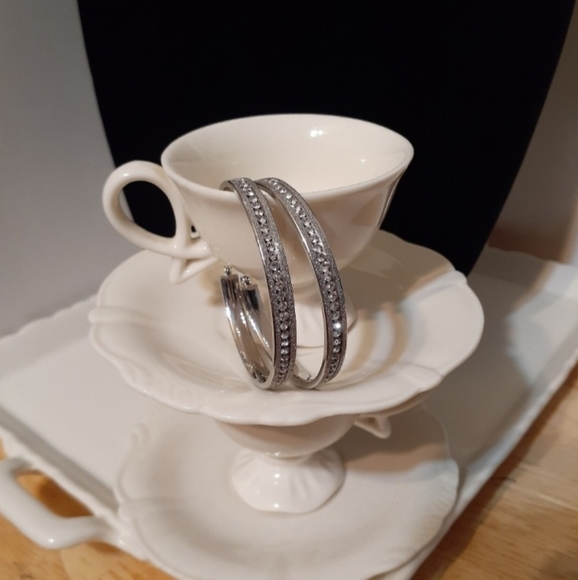 Diamond Channel-set Eternity Hoop Earrings - Picture 7 of 10